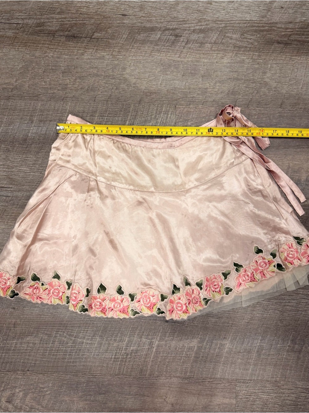 Vintage Y2K Heart Moon Star Pink Satin Floral Embroidered Mini Skirt XS Coquette - Picture 6 of 7